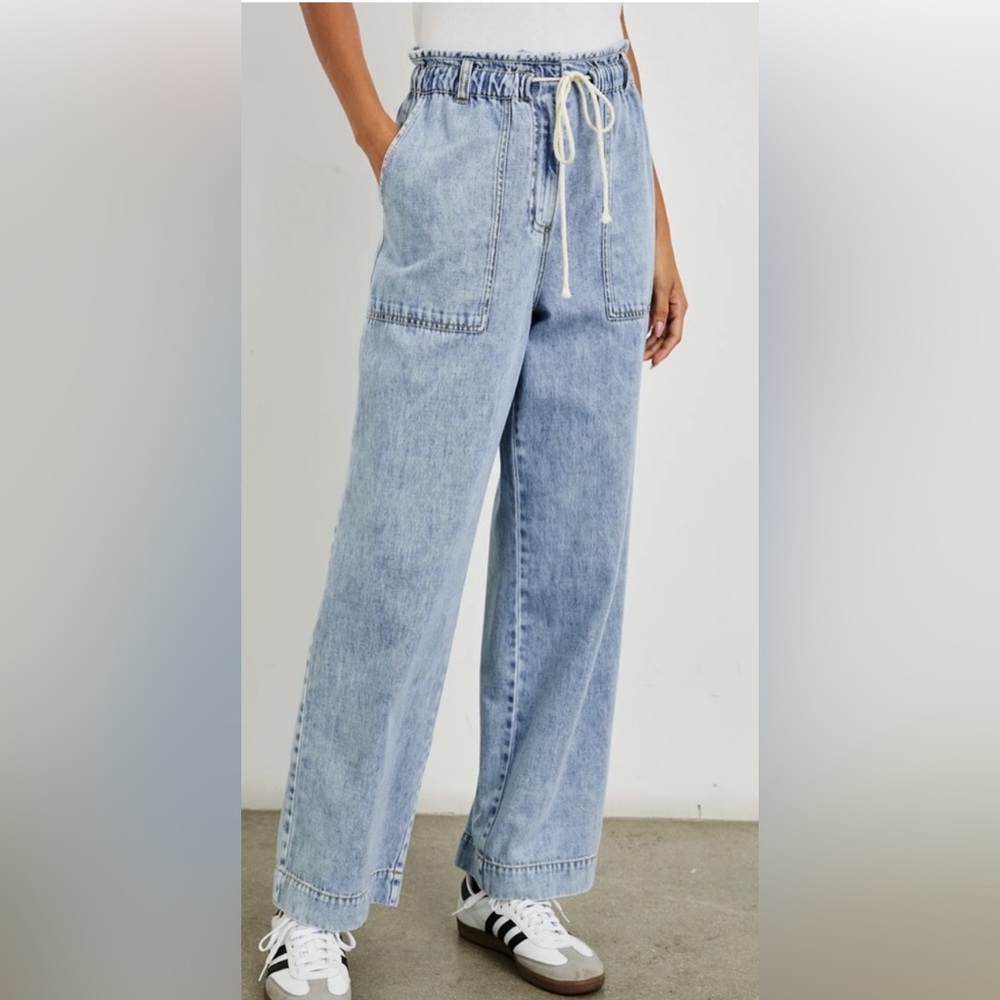 Rails Light Wash Drawstring Wide Leg Jeans